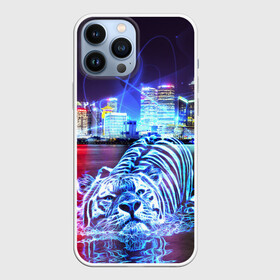 Чехол для iPhone 13 Pro Max с принтом Плывущий неоновый тигр в Петрозаводске,  |  | год тигра | животные | неоновый тиг | плывущий тигр | тигр
