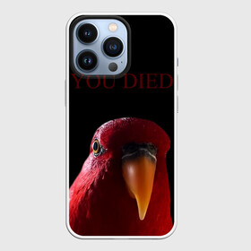 Чехол для iPhone 13 Pro с принтом Красный попугай | Red parrot в Петрозаводске,  |  | Тематика изображения на принте: 3 | bird | dark | gumi | hideaki utsumi | meme | parrot | red | souls | tiktok | wue | wuewuewue | вуе | дарк | красная | красный | мем | попугай | птица | соулс | тикоток | япония