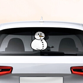 Наклейка на авто - для заднего стекла с принтом Снеговик в дудл стиле в Петрозаводске, ПВХ | Точные размеры наклейки зависят от выбранного изображения (ширина не больше 75 мм, высота не больше 45 мм) | дудл | зима | зимний | нарисованный | от руки | снег | снеговик