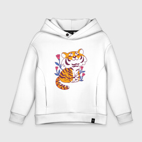 Детское худи Oversize хлопок с принтом Cute little tiger cub в Петрозаводске, френч-терри — 70% хлопок, 30% полиэстер. Мягкий теплый начес внутри —100% хлопок | боковые карманы, эластичные манжеты и нижняя кромка, капюшон на магнитной кнопке | 2022 | 2022 год | happy new year | santa | год тигра | дед мороз | каникулы | мороз | новогодний свитер | новый год | новый год 2022 | новый год тигра | оливье | праздник | рождество | санта клаус | свитер новогодний