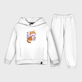 Детский костюм хлопок Oversize с принтом Cute little tiger cub в Петрозаводске,  |  | 2022 | 2022 год | happy new year | santa | год тигра | дед мороз | каникулы | мороз | новогодний свитер | новый год | новый год 2022 | новый год тигра | оливье | праздник | рождество | санта клаус | свитер новогодний