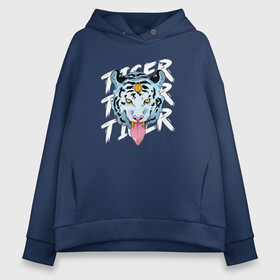 Женское худи Oversize хлопок с принтом A tiger with a third eye в Петрозаводске, френч-терри — 70% хлопок, 30% полиэстер. Мягкий теплый начес внутри —100% хлопок | боковые карманы, эластичные манжеты и нижняя кромка, капюшон на магнитной кнопке | 2022 | 2022 год | happy new year | santa | год тигра | дед мороз | каникулы | мороз | новогодний свитер | новый год | новый год 2022 | новый год тигра | оливье | праздник | рождество | санта клаус | свитер новогодний