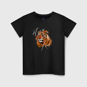 Детская футболка хлопок с принтом Tiger | Stay real в Петрозаводске, 100% хлопок | круглый вырез горловины, полуприлегающий силуэт, длина до линии бедер | 2022 | 2022 год | happy new year | santa | год тигра | дед мороз | каникулы | мороз | новогодний свитер | новый год | новый год 2022 | новый год тигра | оливье | праздник | рождество | санта клаус | свитер новогодний