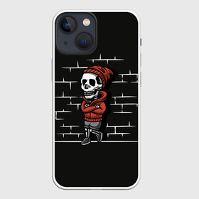 Чехол для iPhone 13 mini с принтом Skeleton | Скелет в Петрозаводске,  |  | dead | death | halloween | horrors | monster | night | okay | scare | skeleton | skull | you dont got the guts | мертвый | монстр | ночь | скелет | ужастики | ужасы | хэллоуин | череп