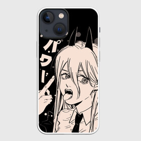 Чехол для iPhone 13 mini с принтом Пауэр, Человек бензопила в Петрозаводске,  |  | anime girl | chainsaw man | chainsawman | power | power с косой | аниме | бензопила | девушка с косой | девушки аниме | демон крови | красные рожки | манга | охотник на демонов | пауэр | человекбензопила