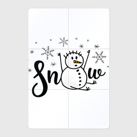 Магнитный плакат 2Х3 с принтом Снеговик ловит снежинки в Петрозаводске, Полимерный материал с магнитным слоем | 6 деталей размером 9*9 см | дудл | зима | зимний | леттеринг | надпись | нарисованный | от руки | снег | снеговик | снежинки | текст