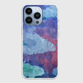 Чехол для iPhone 13 Pro с принтом Гуашевые облака в Петрозаводске,  |  | акварель | арт | гуашь | краски | мазки | мазки красок | облака | облако | природа | природа красками | рисунок | рисунок акварелью | рисунок красками
