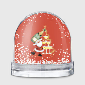 Игрушка Снежный шар с принтом Дед Мороз и шампанское в Петрозаводске, Пластик | Изображение внутри шара печатается на глянцевой фотобумаге с двух сторон | 2022 | год тигра | дед мороз | новогоднее шампанское | новый год | подарок на новый год | праздник