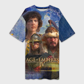 Платье-футболка 3D с принтом Age of Empires 4 Обложка в Петрозаводске,  |  | age of empires 4 | games | history | rts | strategy | игры | история | ртс | стратегия