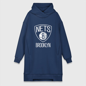 Платье-худи хлопок с принтом Бруклин Нетс логотип в Петрозаводске,  |  | brooklyn | brooklyn nets | nba | nets | баскет | баскетбол | бруклин | бруклин нетс | клуб | нба | нетс