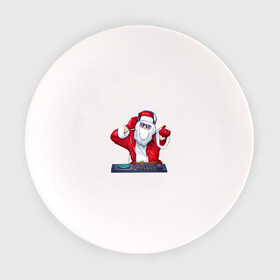 Тарелка с принтом Диджей Санта в Петрозаводске, фарфор | диаметр - 210 мм
диаметр для нанесения принта - 120 мм | арт | диджей | иллюстрация | музыка | музыкант | санта