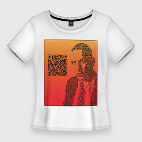 Женская футболка 3D Slim с принтом QR Маяковский в Петрозаводске,  |  | qr код | qrкод | арт | маяковский | поэт | стихи