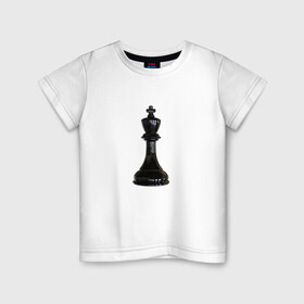 Детская футболка хлопок с принтом Шахматная фигура Чёрный король в Петрозаводске, 100% хлопок | круглый вырез горловины, полуприлегающий силуэт, длина до линии бедер | игра | игровая | игры | короли | король | логика | логичные | настольная | настольные | спорт | спортивная | фигура | фигурка | фигурки | фигуры | чёрные | чёрный | шахматный | шахматы