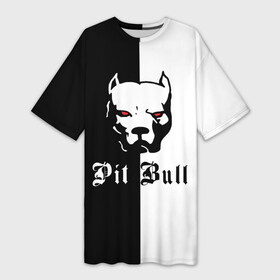 Платье-футболка 3D с принтом Pit Bull (боец) в Петрозаводске,  |  | boxer | bulldog | fighting dog | pit bull | барбос | бобик | бойцовская собака | бойцовский пес | боксер | бульдог | волкодав | год со | друг человека | животное | зверь | ищейка | кинолог | кость | лайка | лапы | лев | пес