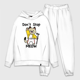 Мужской костюм хлопок OVERSIZE с принтом DONT STOP MEOW   QUEEN в Петрозаводске,  |  | dont stop meow | freddie mercury | meow | music | queen | квин | кот | музыка | не останавливайте | поющий кот | рок группа | фредди меркьюри
