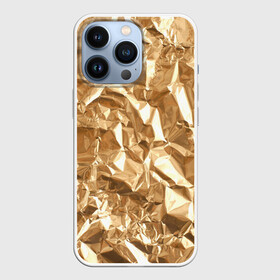 Чехол для iPhone 13 Pro с принтом Мятая Фольга в Петрозаводске,  |  | золотая фольга | золотой фон | мятая фольга | принт | фольга