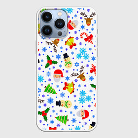 Чехол для iPhone 13 Pro Max с принтом Новогодний   Рождественский узор в Петрозаводске,  |  | christmas | deer | happy new year | merry christmas | new year | snowflakes | snowman | winter | дед мороз | елка | зима | зимний орнамент | зимний узор | колпак новогодний | новогодние олени | новогодний узор | новый год | олени