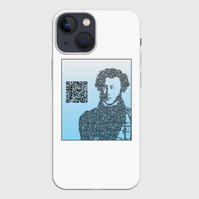 Чехол для iPhone 13 mini с принтом QR   Пушкин в Петрозаводске,  |  | lockdown | qr код | литература | портрет | поэт | пушкин