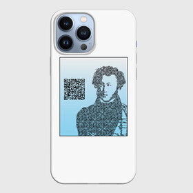 Чехол для iPhone 13 Pro Max с принтом QR   Пушкин в Петрозаводске,  |  | lockdown | qr код | литература | портрет | поэт | пушкин