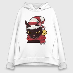 Женское худи Oversize хлопок с принтом Christmas Cat в Петрозаводске, френч-терри — 70% хлопок, 30% полиэстер. Мягкий теплый начес внутри —100% хлопок | боковые карманы, эластичные манжеты и нижняя кромка, капюшон на магнитной кнопке | animal | art | cat | christmas | christmas cat | kitty | new year | арт | животное | кот | котик | кошка | новогодний кот | новый год | рождество