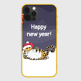 Чехол для iPhone 12 Pro с принтом Happy New Year 2022 Тигр в Петрозаводске, силикон | область печати: задняя сторона чехла, без боковых панелей | 2022 | год тигра | новый год | новый год 2022 | символ года | тигр | тигренок | тигрица | тигры