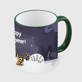Кружка с полной запечаткой с принтом Happy New Year 2022 Тигр в Петрозаводске, керамика | ёмкость 330 мл | 2022 | год тигра | новый год | новый год 2022 | символ года | тигр | тигренок | тигрица | тигры