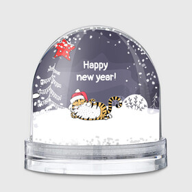 Игрушка Снежный шар с принтом Happy New Year 2022 Тигр в Петрозаводске, Пластик | Изображение внутри шара печатается на глянцевой фотобумаге с двух сторон | 2022 | год тигра | новый год | новый год 2022 | символ года | тигр | тигренок | тигрица | тигры