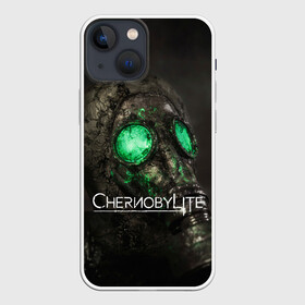 Чехол для iPhone 13 mini с принтом Chernobylite арт в Петрозаводске,  |  | art | chernobylite | game | gas | horror | mask | арт | игра | противогаз | химинюк | хоррор | чернобыль | шутер