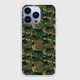 Чехол для iPhone 13 Pro с принтом Звери (камуфляж) в Петрозаводске,  |  | animals | camouflage | hunter | hunting | military | zoo | волк | дикая природа | егерь | животные | звери | зоопарк | камуфляж | лес | лиса | лось | медведь | милитари | олень | оружие | охота | охота на волка | охота на зайца