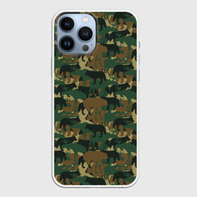 Чехол для iPhone 13 Pro Max с принтом Звери (камуфляж) в Петрозаводске,  |  | animals | camouflage | hunter | hunting | military | zoo | волк | дикая природа | егерь | животные | звери | зоопарк | камуфляж | лес | лиса | лось | медведь | милитари | олень | оружие | охота | охота на волка | охота на зайца