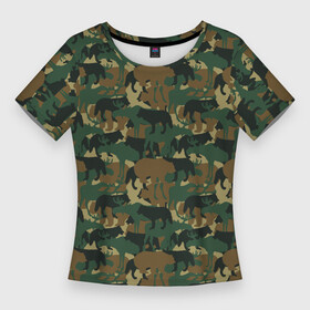 Женская футболка 3D Slim с принтом Звери (камуфляж) в Петрозаводске,  |  | animals | camouflage | hunter | hunting | military | zoo | волк | дикая природа | егерь | животные | звери | зоопарк | камуфляж | лес | лиса | лось | медведь | милитари | олень | оружие | охота | охота на волка | охота на зайца