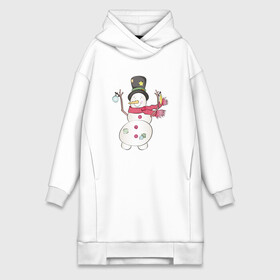 Платье-худи хлопок с принтом Потрепанный снеговик в Петрозаводске,  |  | 2022 | новогодний | новый год | рождество | снег | снеговик
