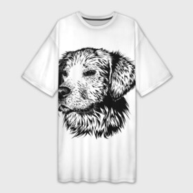 Платье-футболка 3D с принтом Дог  Dog в Петрозаводске,  |  | дог | животные | принт | сабака | черно белое