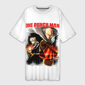 Платье-футболка 3D с принтом Сайтама и Генос One Punch Man в Петрозаводске,  |  | genos | genoсide | hagemanto | jenosu | one punch man | one punchman | onepunchman | oni saibogu | saitama | sensei | аниме | ван панч мен | ванпанчмен | генос | кибердемон | кибернетическое тело | лысый плащ | манга | сайтама | сильнейший человек