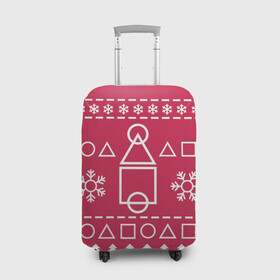 Чехол для чемодана 3D с принтом Новогодний Ojingeo geim. в Петрозаводске, 86% полиэфир, 14% спандекс | двустороннее нанесение принта, прорези для ручек и колес | игра | кальмар | орнамент | праздник | сериал