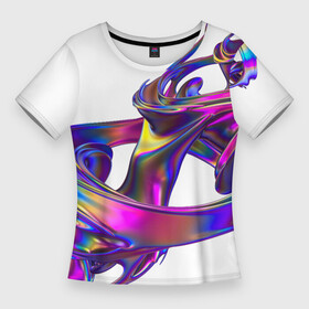 Женская футболка 3D Slim с принтом Голографический ураган в Петрозаводске,  |  | голографический | исскуство | радуга | ураган | циклон