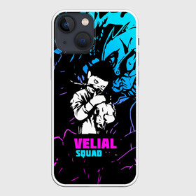 Чехол для iPhone 13 mini с принтом Velial Squad neon в Петрозаводске,  |  | Тематика изображения на принте: pharaoh | velial | velial squad | velialsquad | велиал сквад | глубина | реакция | рэп