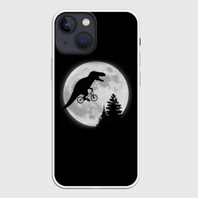 Чехол для iPhone 13 mini с принтом T REX НА ЛУНЕ в Петрозаводске,  |  | Тематика изображения на принте: bicycle | bike | fly | moon | rex | trex | tyrannosaur | бикукле | динозаврик | животные | летающий динозавр | луна | на велосипеде на фоне луны | ночной пейзаж | палеонтология | пародия | полёт | прикол | т рекс