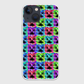 Чехол для iPhone 13 mini с принтом МАЙНКРАФТ   MINECRAFT ЦВЕТНЫЕ КРИПЕРЫ в Петрозаводске,  |  | block | creeper | cube | minecraft | pixel | tnt | блок | геометрия | крафт | крипер | кубики | майнкрафт | пиксели | тнт