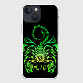 Чехол для iPhone 13 mini с принтом Acid scorpion в Петрозаводске,  |  | acid | acid scorpion | scorpion | кислота | кислотный скорпион | неон | неоновые узоры | скорпион | узоры