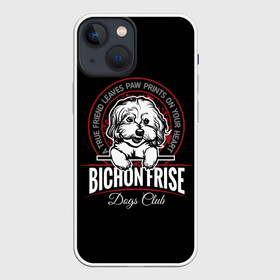 Чехол для iPhone 13 mini с принтом Бишон Фризе (Bichon Frize) в Петрозаводске,  |  | Тематика изображения на принте: animal | bichon frize | bolognese | dog | french lapdog | lapdog | maltese | poodle | бишон фризе | болонка | болоньез | друг человека | живот | кинолог | кудрявая болонка | мальтезе | пёс | порода собак | пудель | собака