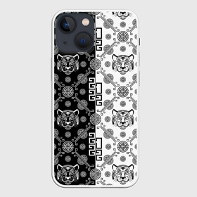 Чехол для iPhone 13 mini с принтом Тигры в китайском стиле (pattern) в Петрозаводске,  |  | cat | tiger | год тигра | зверь | кошка | символ года | тигр | хищник