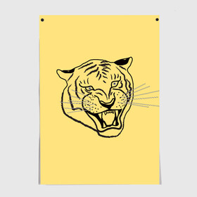 Постер с принтом тигр на золотом фоне в Петрозаводске, 100% бумага
 | бумага, плотность 150 мг. Матовая, но за счет высокого коэффициента гладкости имеет небольшой блеск и дает на свету блики, но в отличии от глянцевой бумаги не покрыта лаком | Тематика изображения на принте: art line | chinese calendar | contour | golden | head | mascot | muzzle | new year | symbol | tiger | year of the tiger | арт лайн | год тигра | голова | золотой | китайский календарь | контур | новогодний | новый год | символ | талисман | тигр