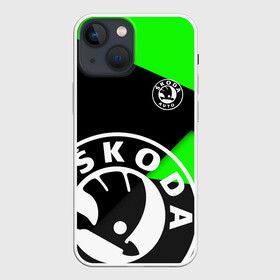 Чехол для iPhone 13 mini с принтом SKODA GEOMETRY SPORT GREEN в Петрозаводске,  |  | Тематика изображения на принте: auto sport | autosport | octavia | rapid | rs | skoda | superb | vag | volkswagen | vrs | vw | yeti | авто | авто спорт | автомобиль | автоспорт | ам | ваг | вагавод | ети | карбон | машина | октавия | рапид | суперб | шкода | шкодавод