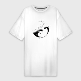 Платье-футболка хлопок с принтом ИНЬ ЯНЬ КОТИКИ, ЧЁРНО БЕЛОЕ в Петрозаводске,  |  | Тематика изображения на принте: anime | cat | cats | kitten | love | philosophy | yang | yin | yoga | аниме | инь | йога | кот | котенок | котик | котики | коты | любовь | противоположность | сердце | философия | ян