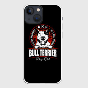 Чехол для iPhone 13 mini с принтом Бультерьер (Bull Terrier) в Петрозаводске,  |  | bull terrier | bulldog | dog | fighting dog | pit bull | terrier | бойцовская собака | бульдог | бультерьер | год собаки | друг человека | животное | зверь | кинолог | кость | пёс | питбуль | порода собак | собака