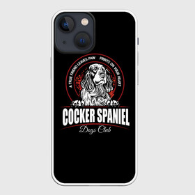 Чехол для iPhone 13 mini с принтом Кокер Спаниель (Cocker Spaniel) в Петрозаводске,  |  | cocker spaniel | dog spaniel | k | английский спаниель | год собаки | друг человека | животное | зверь | кавалер спаниель | кинг чарльз спаниель | кинолог | кокер спаниель | охотничья собака | пёс