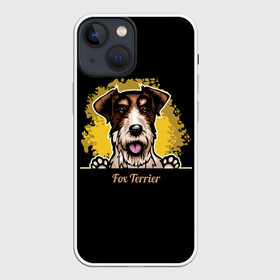 Чехол для iPhone 13 mini с принтом Фокстерьер (Fox terrier) в Петрозаводске,  |  | animal | dog | fox terrier | hunting dog | terrier | год собаки | друг человека | животное | зверь | кинолог | охотничья собака | пёс | пёсик | порода собак | собака | собака фокстерьер | собаковод | терьер | фокстерьер