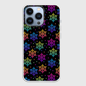 Чехол для iPhone 13 Pro с принтом Неоновые снежинки   Neon  snowflakes в Петрозаводске,  |  | christmas | neon | зима | неон | новый год | рождество | снег | снежинка