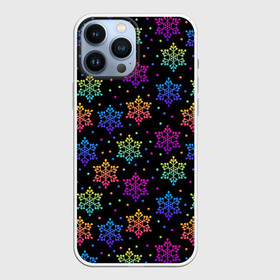 Чехол для iPhone 13 Pro Max с принтом Неоновые снежинки   Neon  snowflakes в Петрозаводске,  |  | christmas | neon | зима | неон | новый год | рождество | снег | снежинка